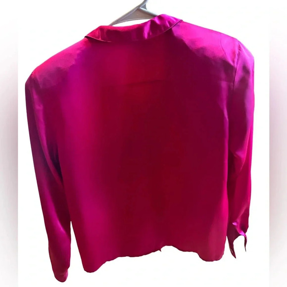 Hot Pink Fusua Jones New York button up long sleeve blouse - Picture 2 of 7